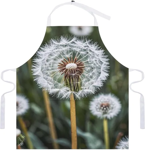 Miniatura 7 de Personalized Winter White Dandelion Adult Apron, Kitchen Cooking Aprons for Woman Man, Adjustable Bib Apron with Pocket for Baking, BBQ Crafting