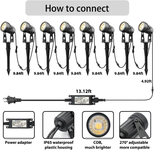 Miniatura 6 de Luces LED de paisaje de bajo voltaje, iluminación de paisaje COB 12V 24W blanco cálido, 2100LM focos de jardín al aire libre para patio, césped