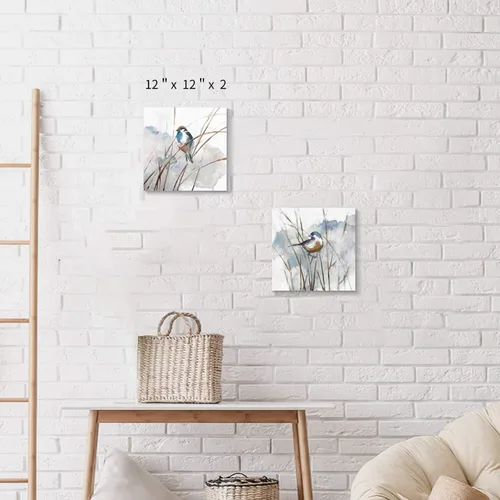 Miniatura 2 de Cuadro abstracto de pájaro para pared, diseño de pájaros en junco, impresiones de acuarelas sobre lienzo para dormitorio