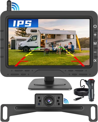 Kit de cámara de respaldo inalámbrica y monitor Hikity, cámara de visión trasera de 4.3 pulgadas, impermeable IP68, visión nocturna, pantalla de