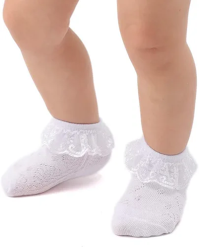 Miniatura 5 de Epeius - Calcetines con detalle de vuelo de encaje y ojales para recién nacidos, bebés y niñas pequeñas (paquete de 2346)