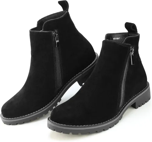 Miniatura 6 de Hawkwell Botines de tacón bajo con cremallera de piel de ante para mujer