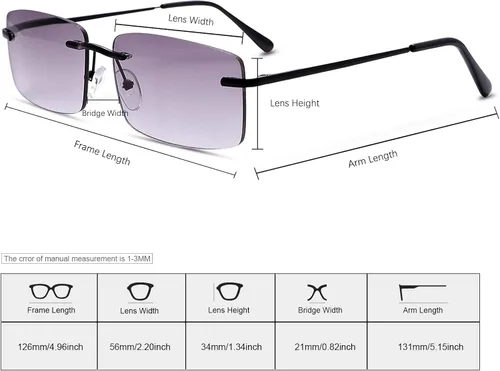 Miniatura 2 de YIMI Rimless Reading Sunglasses for Men Women Lightweight UV400 Sun Readers with Spring Hinges Outdoor Reading Glasses