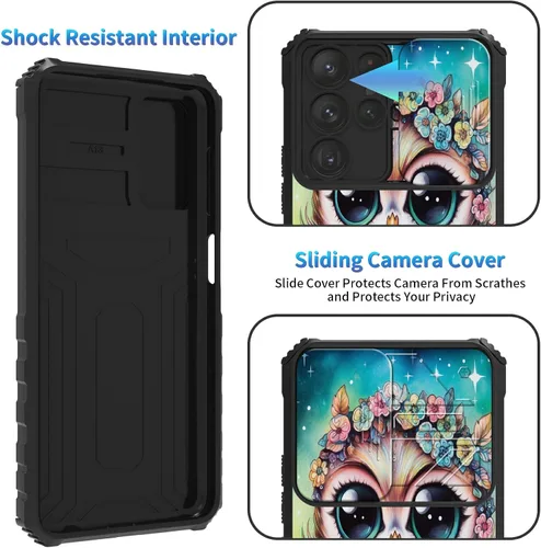 Miniatura 136 de Funda para Samsung Galaxy S22 Ultra 5G, Galaxy S22 Ultra con cubierta de cámara deslizante, funda resistente de doble capa con función atril Black