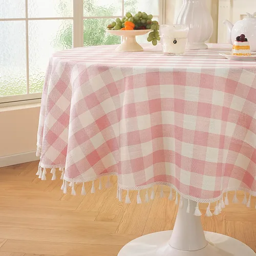 Miniatura 27 de Laolitou - Mantel a cuadros cuadrado lavable, resistente, de lino de algodón, a cuadros de búfalo, con borla, mantel de gingham para primavera