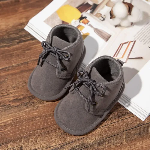 Miniatura 4 de Botas de nieve cálidas unisex para bebé, piel de piel para recién nacido, con cordones, suela de textura de goma antideslizante, zapatos de cuna