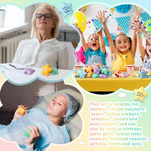 Miniatura 5 de Libima 30 bolas motivacionales para el estrés con forma de estrella a granel de 2.2 pulgadas, coloridas bolas de espuma para aliviar la ansiedad