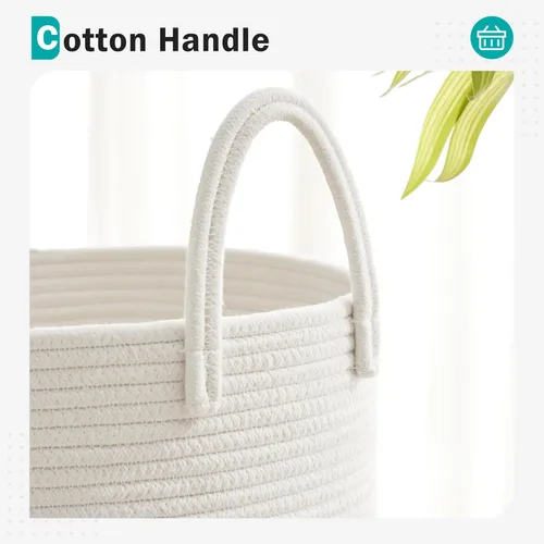 Miniatura 7 de Youdenova - Cesta de cuerda de algodón para la ropa sucia, 72 litros, plegable, cesta de almacenamiento de ropa para mantas, organización de Blanco