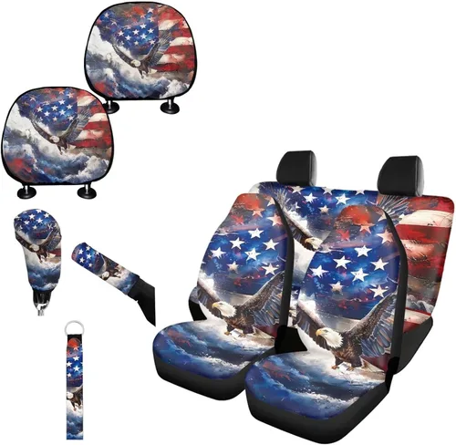 Miniatura 15 de Forchrinse Bee - Juego de fundas para asiento delantero y trasero con funda para palanca de cambios de freno de mano, funda para reposacabezas