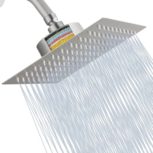 Cabezal de ducha filtrado, cabezal de ducha de alta presión de acero inoxidable con cartucho de filtro de agua dura de 15 etapas para eliminar el