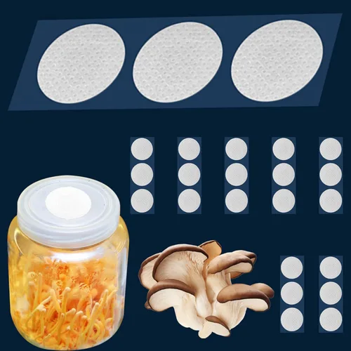 Miniatura 6 de 64 unids 0.787 in diámetro sintético filtro disco hidrófobo PTFE membrana 0.3um poro tamaño adhesivo fuerte para el cultivo de hongos