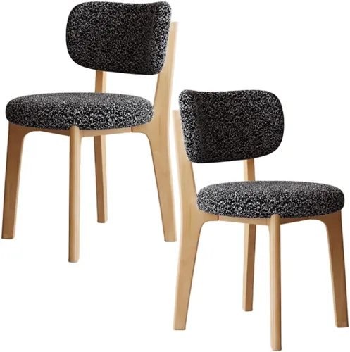 Miniatura 16 de YVYKFZD Solid Wood Dining Chairs, Fabric Dining Room Chair Set of 2/4/6, Upholstered Kitchen Chairs with Curved Backrest, Armless Living Room Chair