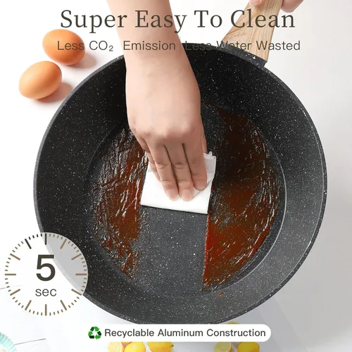 Miniatura 6 de Juego de 16 piezas de ollas y sartenes antiadherentes, juego de utensilios de cocina antiadherentes con juego de cocina Negro