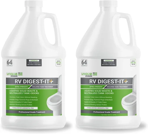 Miniatura 17 de Unique RV Digest-It+, tratamiento de inodoro extra fuerte para autocaravana, licua, desechos y todas las marcas de papel higiénico, eliminador