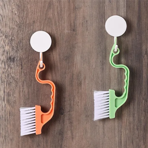 Miniatura 7 de Slick- Cepillo de limpieza de riel de ventana, paquete de 2, mango ergonómico naranja/verde, raspador integrado, multiusos, herramientas de limpieza