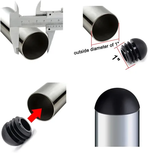 Miniatura 3 de 20 tapones de plástico de 0.984 in (1 pulgada) para patas de silla, insertos de tubo redondo, protectores de muebles para patas de silla, color negro