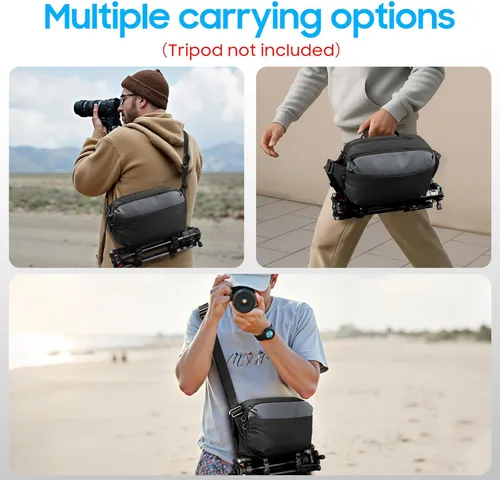 Miniatura 6 de FINTIE Bolsa bandolera para cámara DSLR/SLR/sin espejo, impermeable, con soporte para trípode para Canon R50/R100/Sony A6400/Nikon Z6 III