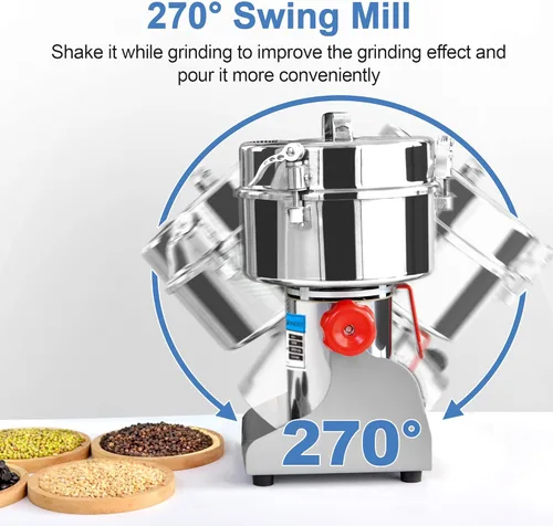 Miniatura 7 de Molinillo eléctrico de grano de 26.46 oz, molino de harina de acero inoxidable 304, molinillo de especias de alta velocidad de 2800 W, molino