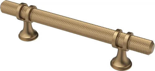 Miniatura 29 de Alzassbg Paquete de 6 pomos de barra de barra negra y plateada mate, AL6087CPMB 2 pulgadas de longitud, diseño de barra en T moleteada