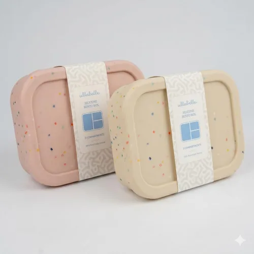 Ullabelle Caja Bento para niños, 3 compartimentos, lonchera a prueba de fugas para bebé, contenedor de aperitivos sin BPA, lonchera dividida para