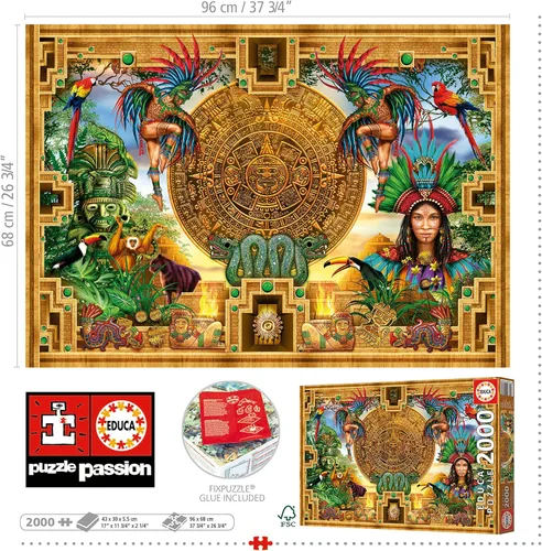 Miniatura 3 de Educa - Rompecabezas de 2000 piezas para adultos Montago azteca maya. 14 años (19565)
