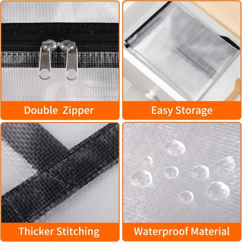 Miniatura 3 de TasticTotes Paquete de 4 bolsas de almacenamiento transparentes para edredón, ropa y ropa de cama, almacenamiento de mantas de plástico