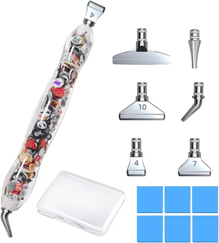 Juego de bolígrafos de punta de acero inoxidable con punta de acero inoxidable de metal plateado, juego de accesorios con pegamento de arcilla para