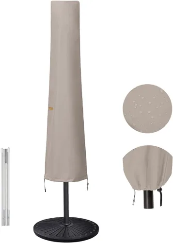 Miniatura 13 de Funda para Sombrilla de 6 a 9 pies para Sombrillas de Patio, Funda para Sombrilla de Mercado Impermeable y Duradera con Cremallera y Varilla