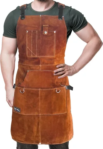 Delantal de taller FIGHTECH - Delantal de trabajo pesado para carpintería para hombres con bolsillos para herramientas para carpinteros, herreros,