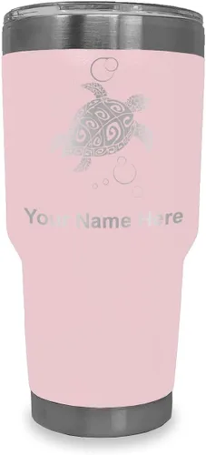 Miniatura 23 de LaserGram Vaso aislado al vacío de 20 onzas, tortuga marina hawaiana, grabado personalizado incluido (negro)