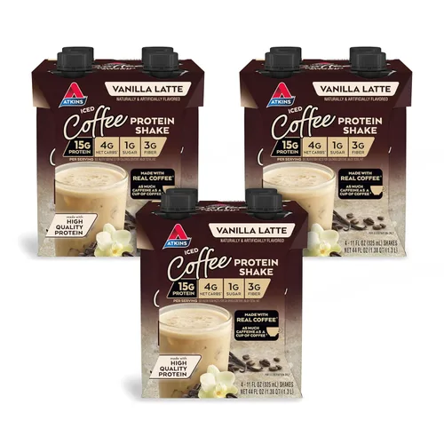 Miniatura 11 de Atkins Café au Lait - Batido de proteínas con sabor a café helado, batido alto en proteínas, bajo en azúcar, bajo en carbohidratos y bajo en azúcar