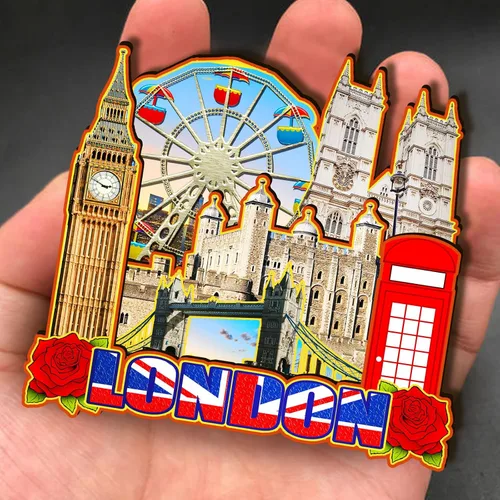 Miniatura 4 de Imán de madera de Inglaterra Londres 3D para nevera, recuerdos coleccionables, decoración hecha a mano, artesanías 2