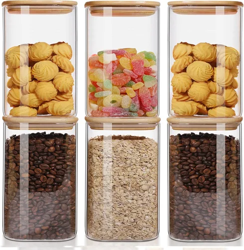 Miniatura 8 de Tarros de vidrio para almacenamiento de alimentos de 37 onzas, juego de 6, recipientes de almacenamiento de vidrio transparente para alimentos