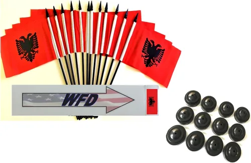 Miniatura 7 de Paquete de 12 banderas de escritorio de oficina en miniatura de poliéster Afganistán de 4 x 6 pulgadas y pequeñas banderas de mesa, 1 docena de mini