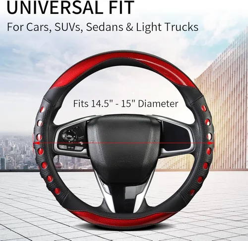Miniatura 3 de Funda de cuero sintético para volante de automóvil con agarre antideslizante, para mujeres y hombres, ajuste universal para automóviles, camiones
