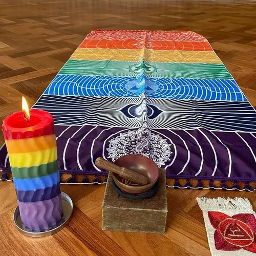 Miniatura 6 de Tapete de Yoga Mexicano Manta de Picnic de Playa Tapete de Meditación Chakra Tapete de Yoga Chal Protector Solar Chakra Tapiz de Pared Decoración