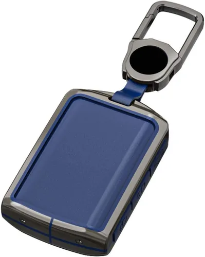 Funda de llavero de aleación de metal, compatible con Volvo 4 botones C30 S60 S80 S90 XC40 XC60 XC70 XC90 V90 llavero, funda de TPU azul, Goma de