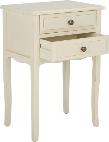Miniatura 6 de SAFAVIEH Muebles - Mesa auxiliar Lori con 2 cajones, color gris ceniza, madera maciza, diseño clásico de granja, ideal para sala de estar, entrada
