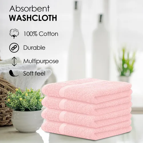 Miniatura 7 de Avalon Towels Wash Cloths for Showering 24 Pack Face Towels 100% Cotton Baby Pink Washcloths 12x12 Wash Rags, Facial Towel, Fingertip Towel,Bath Rags