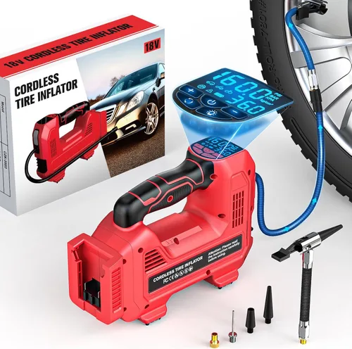 Compresor de aire inalámbrico para inflador de neumáticos de 160 PSI, compatible con batería Milwaukee de 18 V, bomba de aire portátil LIVOWALNY con