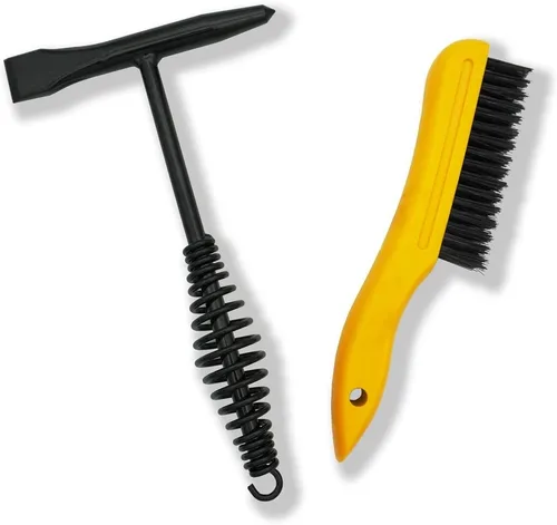 Miniatura 10 de VASTOOLS - Martillo de soldadura con mango de resorte helicoidal, 10.5", cincel cónico y vertical, cepillo de alambre de 10" Negro