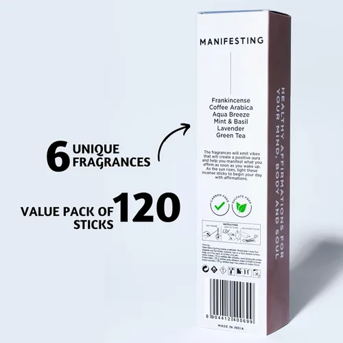 Miniatura 2 de Folkulture Varillas de incienso (120 varillas), juego de 6 inciensos de primera calidad para calma, aromaterapia, uso diario, sin carbón, orgánico