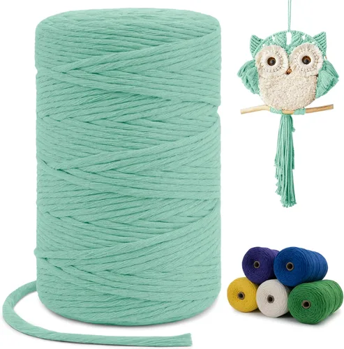 Miniatura 14 de Cuerda de macramé de una sola hebra de 0.197 in x 110 yardas, cuerda de macramé de algodón natural de 0.197 in, cuerda de algodón grueso para colgar