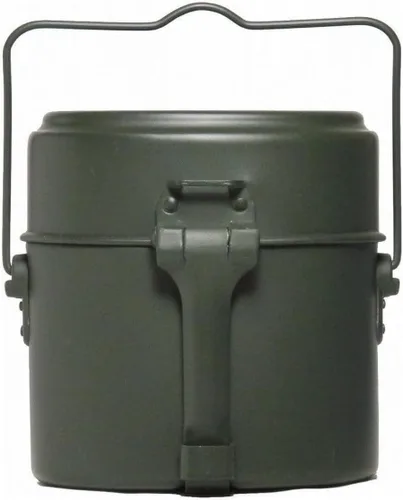 MIL-TEC Kit de desorden de aluminio gris de estilo alemán | Lata militar portátil de tres partes con marco de aplauso | Ideal para camping,