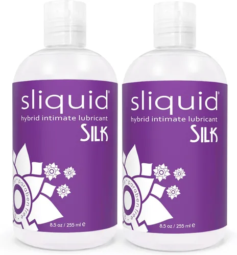 Lubricante íntimo de seda Sliquid, lubricante a base de silicona y agua para mujeres y hombres, hipoalergénico, impermeable, sin fragancia, 8.5 oz