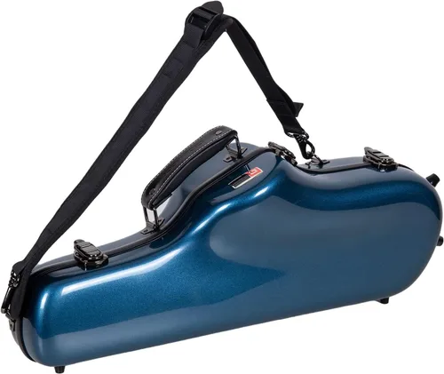 Miniatura 2 de Crossrock Estuche para saxofón alto de fibra de vidrio con correas de mochila en color azul