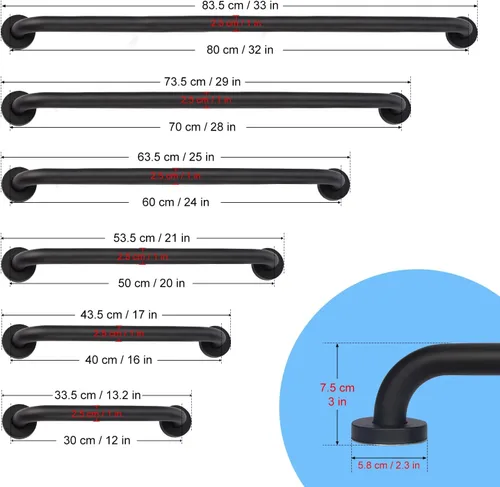 Miniatura 2 de supregear Barras de agarre para pared, mango de ducha de baño para personas mayores, barandilla de seguridad de acero inoxidable 201 de 1 pulgada