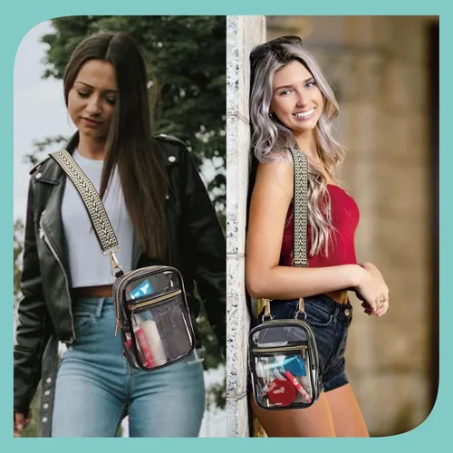 Miniatura 2 de Bolso cruzado aprobado por estadios para mujer, bolsa transparente para estadios para eventos deportivos, conciertos