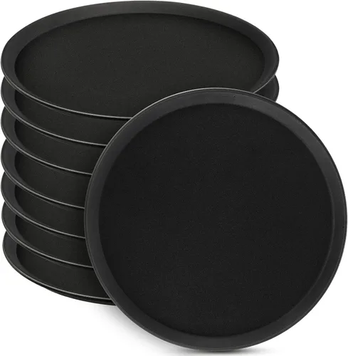 Lallisa 8 bandejas grandes de 16 pulgadas para servir restaurantes con bandeja antideslizante de plástico antideslizante redonda para servir en bar,