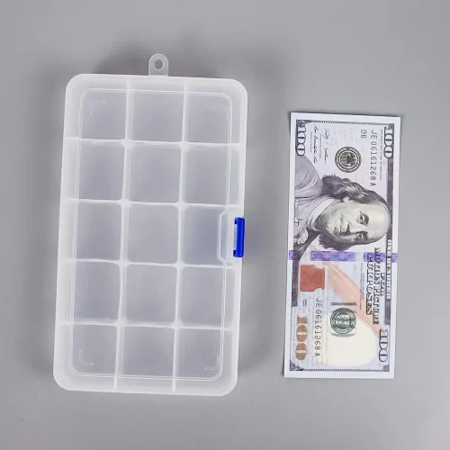 Miniatura 3 de Qualsen Organizador de 15 cuentas con divisores ajustables (paquete de 4), organizador de caja de aparejos y pequeña caja organizadora de plástico